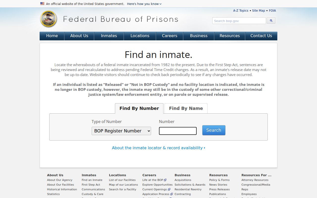Douglas County arrest lookup federal BOP inmate locator
