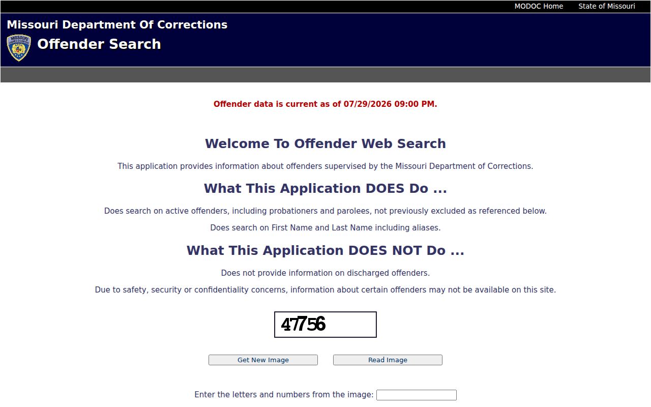 Douglas County criminal custody search through Missouri DOC Offender Search